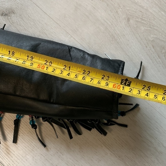 Vintage Black Leather Racer Motorcycle Lined Jacket‎ tassels beaded customized - Picture 13 of 16